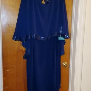 Gorgeous Navy Blue Cape Dress